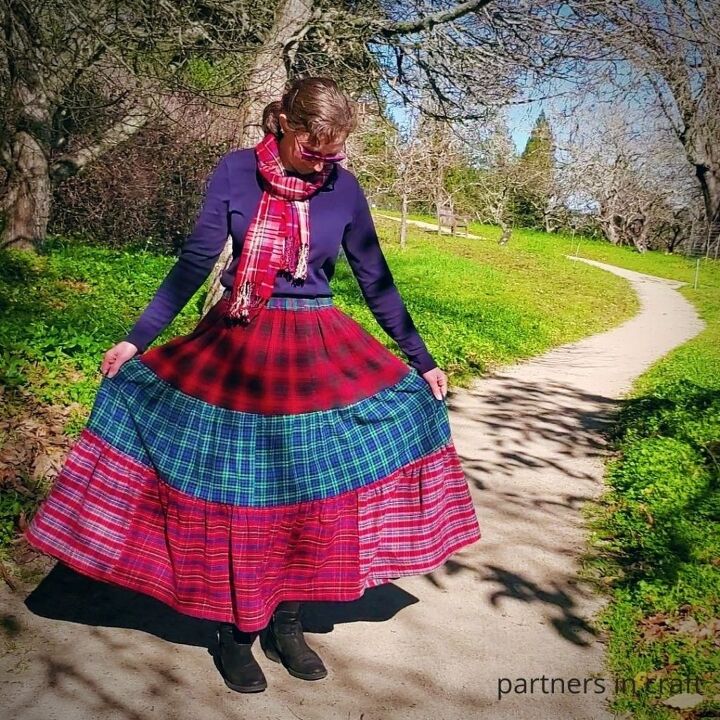 flannel peasant skirt from scraps