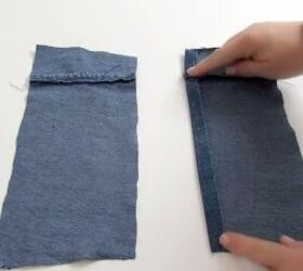 how to make a cute diy wrist wallet out of old jeans, Folding the fabric