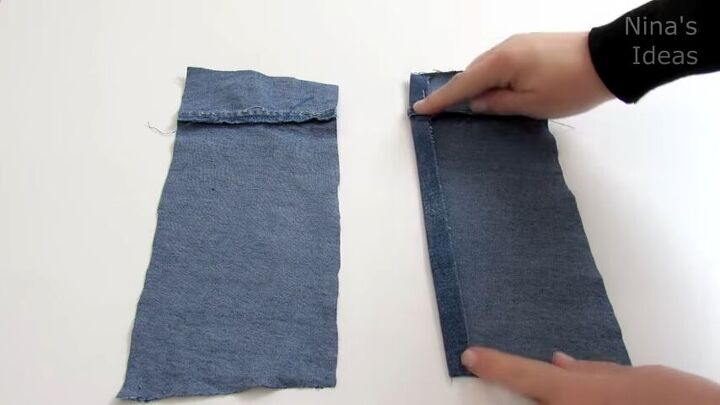 how to make a cute diy wrist wallet out of old jeans, Folding the fabric