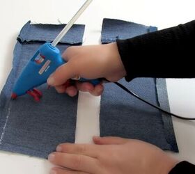 how to make a cute diy wrist wallet out of old jeans, Gluing the the folds down