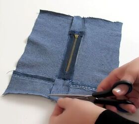 how to make a cute diy wrist wallet out of old jeans, Trimming the edges