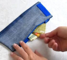 how to make a cute diy wrist wallet out of old jeans, How to use the DIY wrist wallet