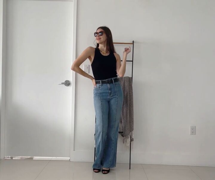 7 cute flare jeans outfit ideas that have every occasion covered, Flare jeans outfit with a bodysuit