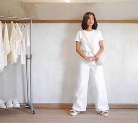 22 basic neutral outfits that still look stylish in 2022, Neutral outfit with wide leg pants