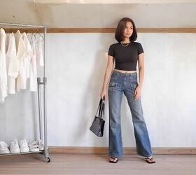 22 basic neutral outfits that still look stylish in 2022, Neutral outfit with low rise jeans