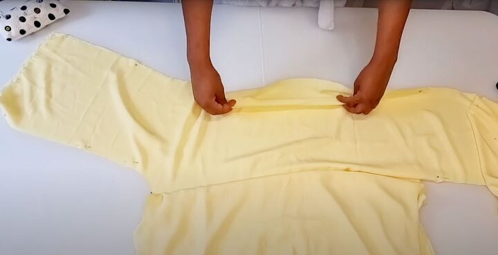 how to make an easy diy wrap dress you can wear different ways, Pinning the side seams