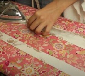 how to sew a tote bag in 3 different ways, Folding and pressing the straps
