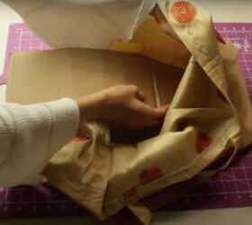 how to sew a tote bag in 3 different ways, Inserting cardboard into the bottom of the bag