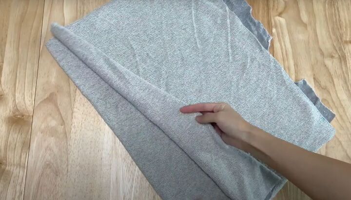 add a hood to any jacket with this simple detachable hood diy, Folding the French terry fabric