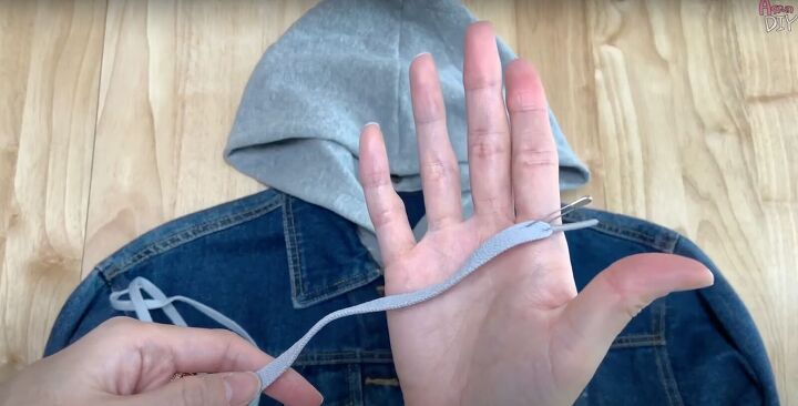 add a hood to any jacket with this simple detachable hood diy, Inserting the drawstring