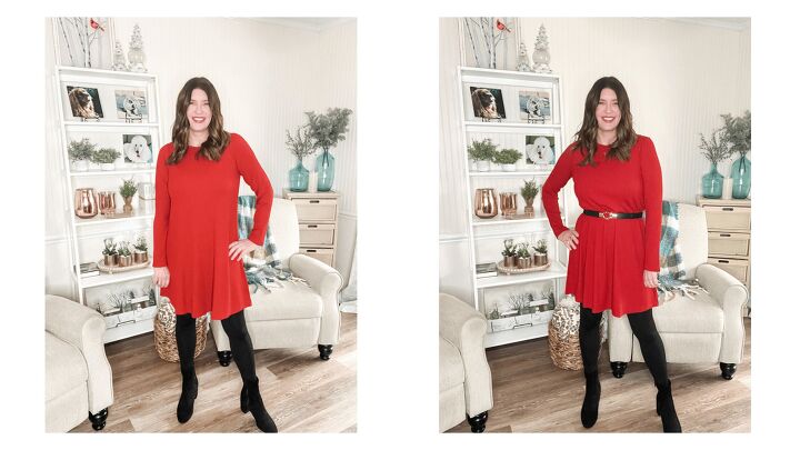common style mistakes that make you look bigger how to fix them, Red Swing Dress From Walmart