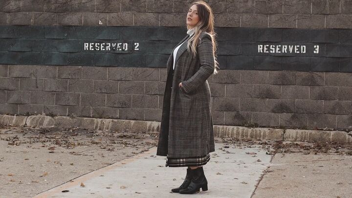 14 thrifted items that make up a chic winter capsule wardrobe, Gray plaid wool coat