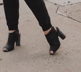 how to style all black outfits 5 chic simple monochrome looks, Black faux leather shoes