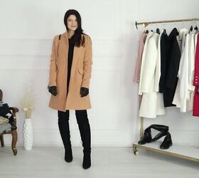 how to layer outfits for winter still look stylish 11 chic looks, Black monochrome outfit with a tan coat