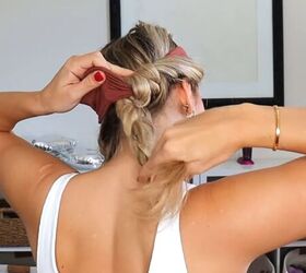 5 easy super cute headband hairstyles for medium to long hair, Wrapping the braid around the back of the head