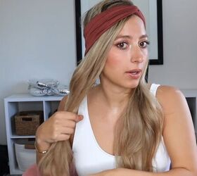 5 easy super cute headband hairstyles for medium to long hair, Separating hair into two sections
