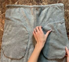 how to make cozy fleecy joggers out of a large fuzzy blanket, Placing the pockets on the joggers