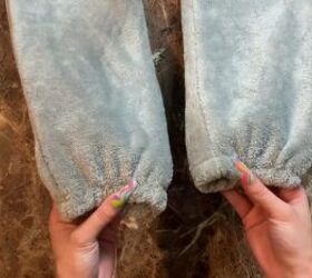 how to make cozy fleecy joggers out of a large fuzzy blanket, Making DIY joggers or sweatpants