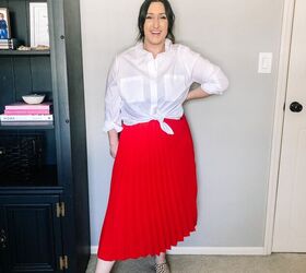 ways to style a red midi skirt