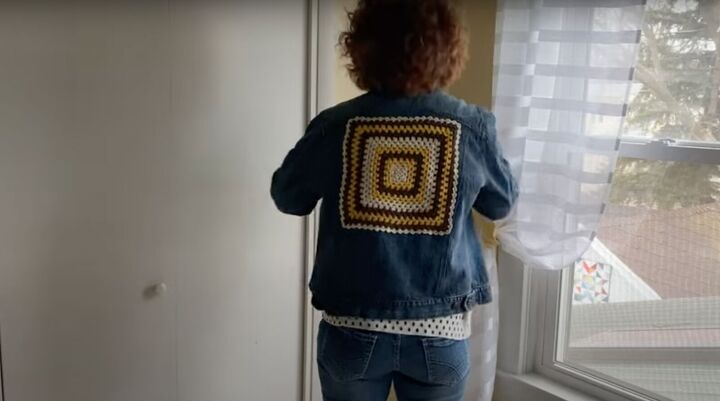 how to upcycle a denim jacket with a granny square doily, How to upcycle a denim jacket