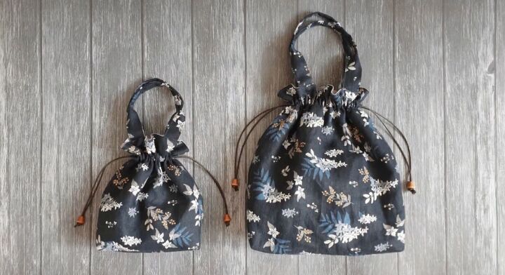 how to make a cute diy drawstring tote bag free pattern in 2 sizes, DIY drawstring tote bags