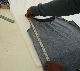 how to make a diy skims cozy dupe loungewear set, Folding the fabric and tracing a tank top