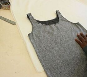 how to make a diy skims cozy dupe loungewear set, Cutting around the tank top