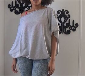 how to make a quick easy diy wrap shirt you can style 5 ways, Wearing the DIY wrap shirt tied at the sides