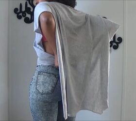 how to make a quick easy diy wrap shirt you can style 5 ways, Tying the front ends behind the back