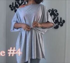 how to make a quick easy diy wrap shirt you can style 5 ways, Tying the back corners at the front