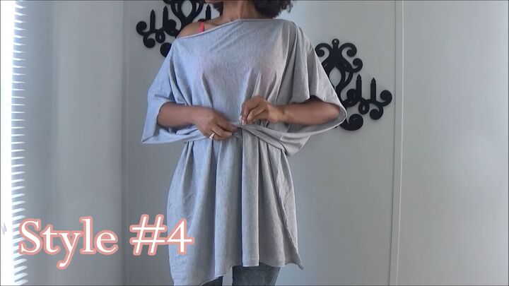 how to make a quick easy diy wrap shirt you can style 5 ways, Tying the back corners at the front