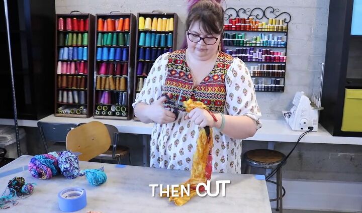 how to make a scarf from fabric scraps in 5 easy steps, Cutting the fabric scraps