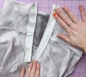 pjs or streetwear how to make diy cropped pants out of a slip dress, Adding interfacing to the DIY silk pants