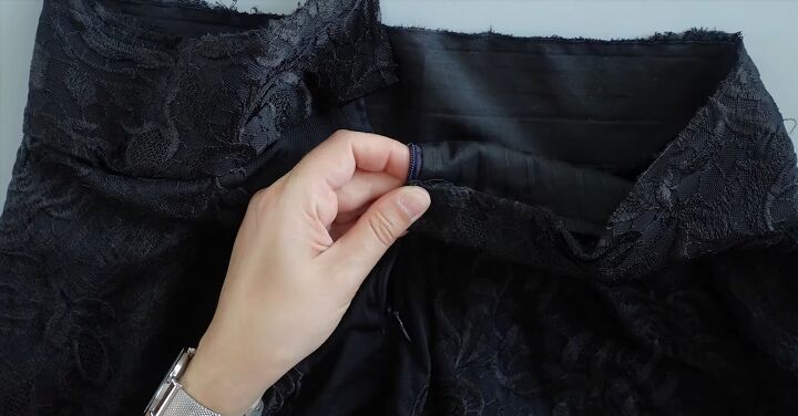 how to make a long diy half circle skirt pattern drafting sewing, Finishing the waistband