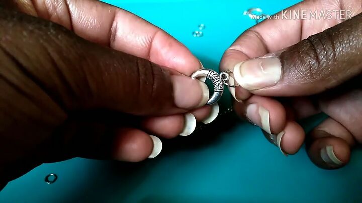 how to make stud earrings unique by adding chains charms more, Adding a charm to the jump ring