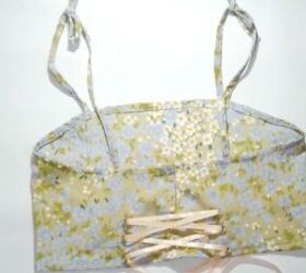 how to make a cute diy crop top and skirt out of an old apron, DIY crop top with a lace up back