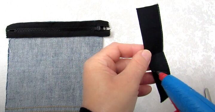 how to make a crossbody bag out of jeans without sewing, Making handles for the crossbody bag