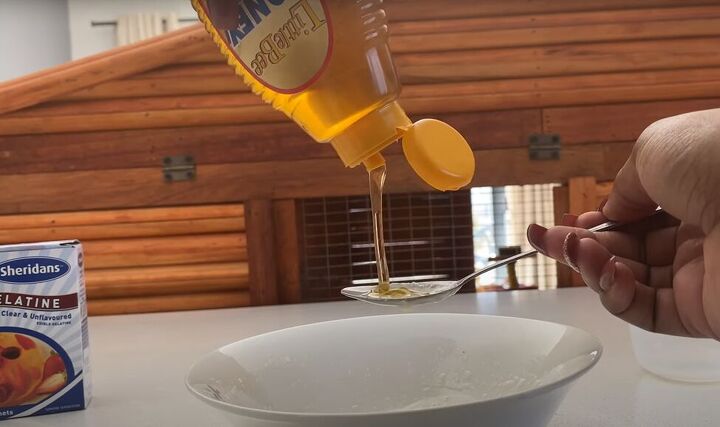 how to make a diy peel off gelatin blackhead mask super easy recipe, Adding honey to the milk and gelatin