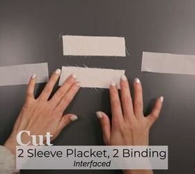 how to easily sew a sleeve placket and cuff in a few simple steps, Sleeve placket pieces and interfacing