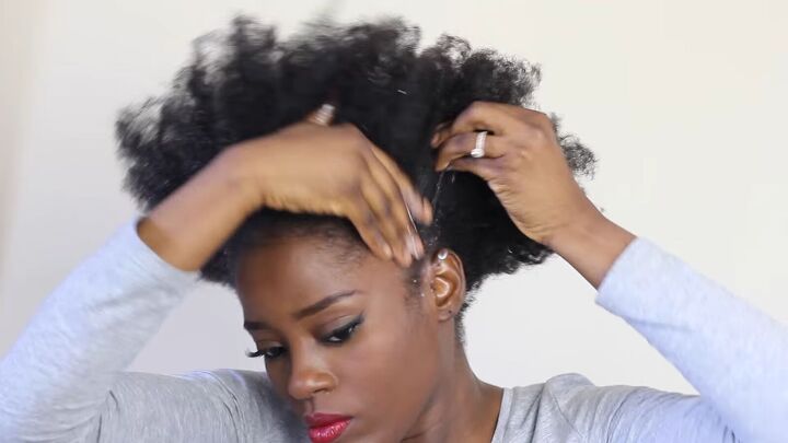 3 quick easy 4c hairstyles you can create using pantyhose, Adding a curl enhancing smoothie product to hair