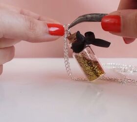 how to easily make diy jar necklaces filled with glitter salt more, Using pliers to close the jump ring