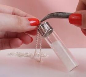 how to easily make diy jar necklaces filled with glitter salt more, Attaching a jump ring with pliers