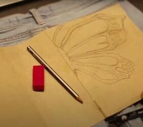 how to create a beautiful butterfly bleach design on jeans, Drawing the butterfly stencil