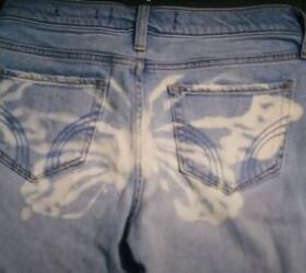 how to create a beautiful butterfly bleach design on jeans, Bleach jeans at home