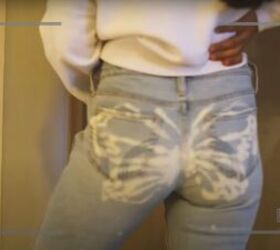 how to create a beautiful butterfly bleach design on jeans, Butterfly bleach design on jeans