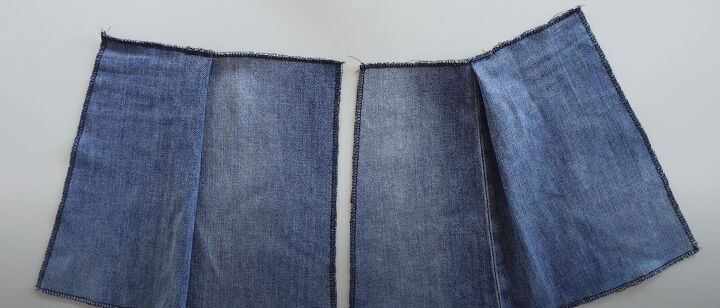 how to make a pretty diy denim top out of old jeans a dress pattern, Sewing pleats in the DIY denim top