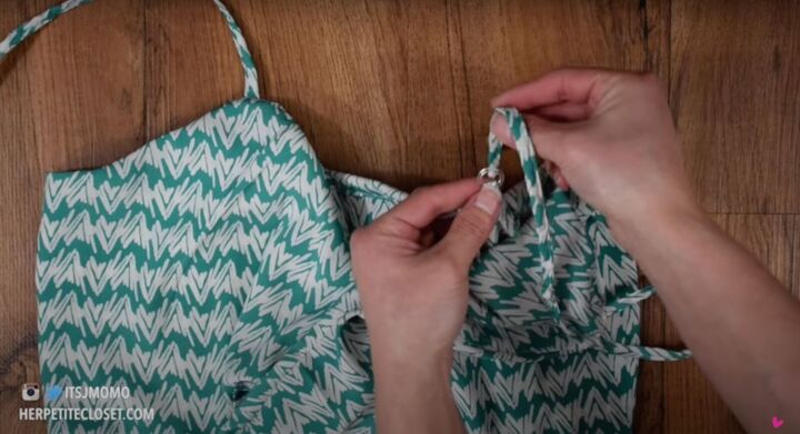 how to sew a flattering diy tie front dress in 8 simple steps, Assembling the straps