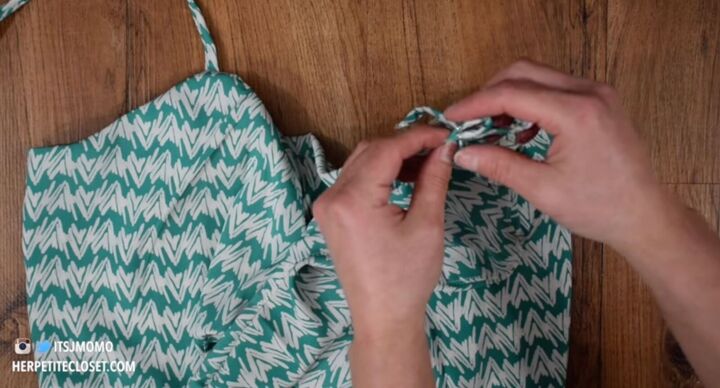 how to sew a flattering diy tie front dress in 8 simple steps, How to attach the straps