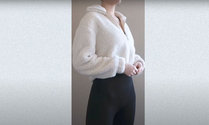 how to sew a sweater with a cute cropped hem half zipper, DIY sweater with a half zipper