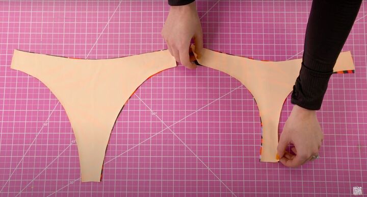 how to make your own high waisted bikini bottoms with a seamless waist, Matching front with front and back with back